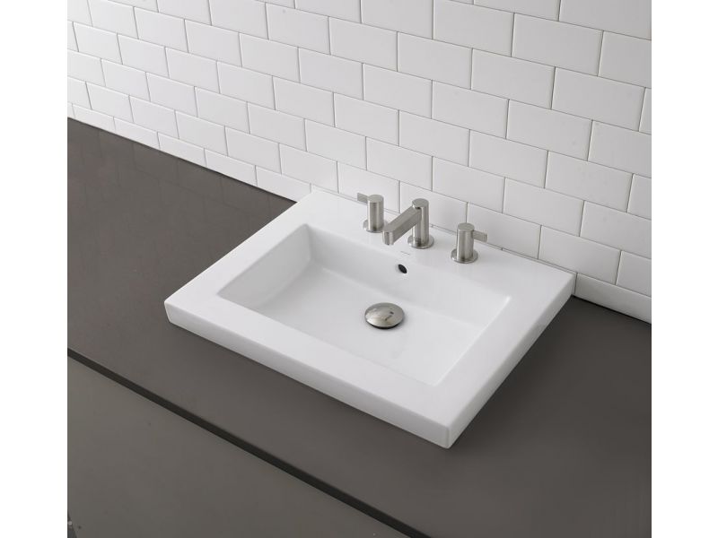 1419-CWH Rectangular Semi-Recessed Bathroom Sink 